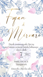 Royal Blue Floral Wedding Invitation