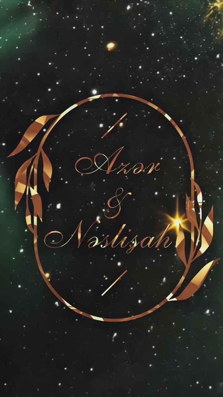💫 Yaşıl və Qızılı Romantik Toy Dəvətnaməsi ┃ Green & Gold Romantic Wedding Invitation