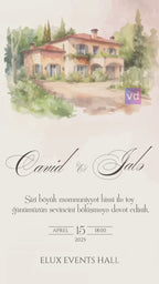 🤍 Watercolor Soft Luxury Wedding Invitation ┃ Akvarel , Yumşaq Premium Toy Dəvətnaməsi