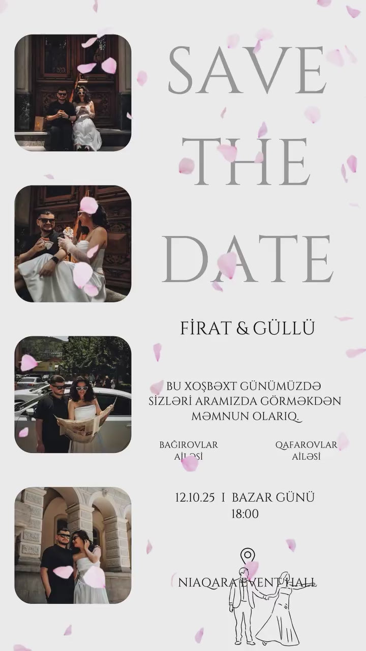 🌸 Ağ və Pink Ləçəkli Elegant Dəvətnamə ┃ Elegant White & Pink Petal Invitation