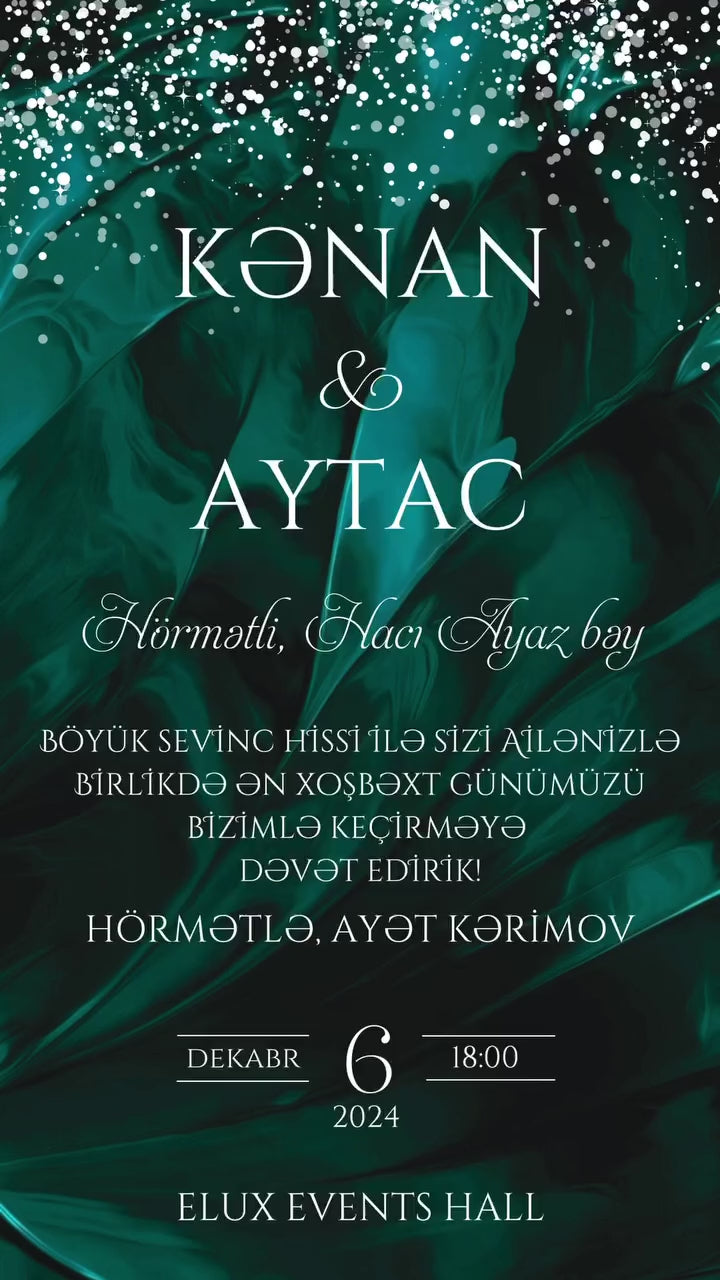 💚 Emerald Luxury Wedding İnvitation ┃ Zümrüd Premium  Konseptli Toy Dəvətnaməsi