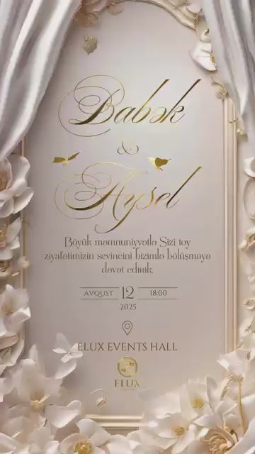 ✨ Golden Beige Elegant Wedding Invitation ┃ Qızılı Bej Elegant Toy Dəvətnaməsi