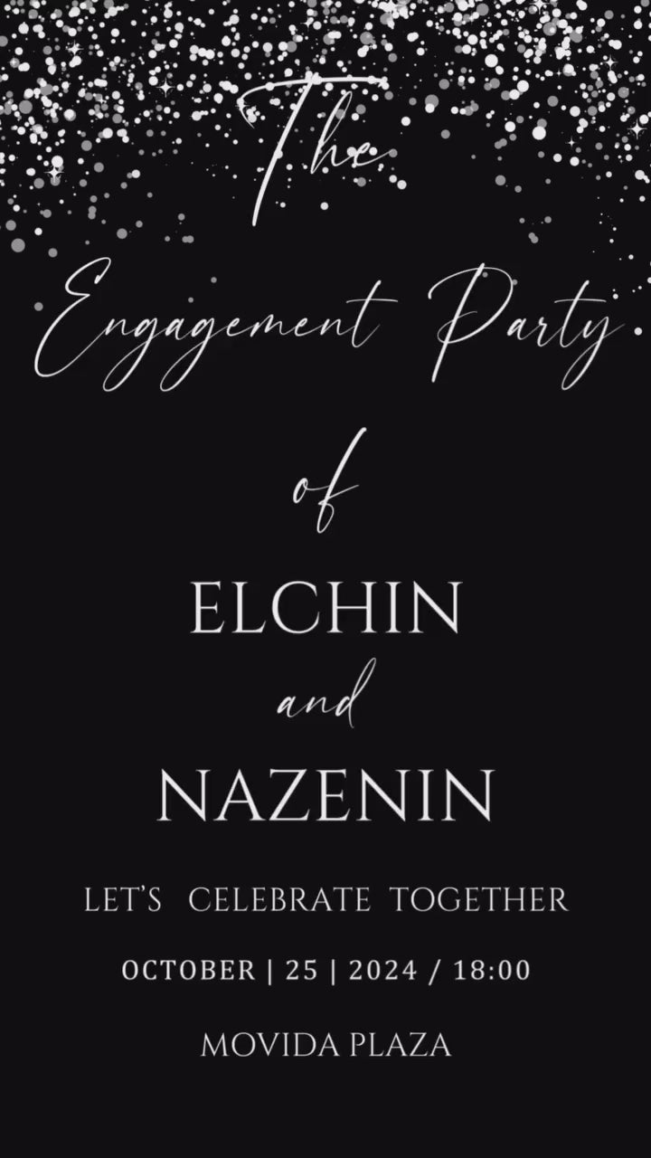 ✨ Qara və Gümüş Zərif Nişan Dəvətnaməsi ┃  Black & Silver Elegance Engagement Invitation