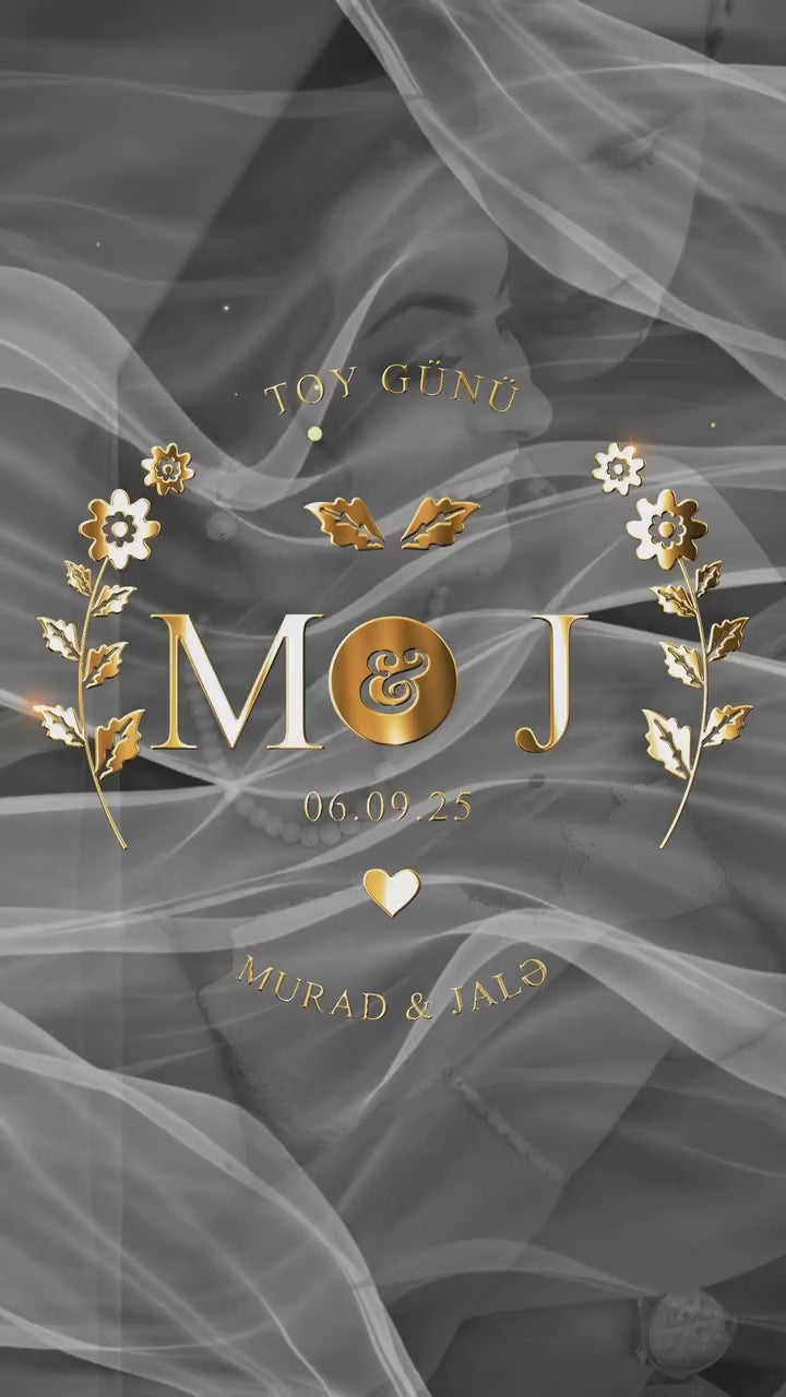 ✨ Qızılı-Boz Elegant Toy Dəvətnaməsi ┃ Gold & Grey Elegant Wedding Invitation
