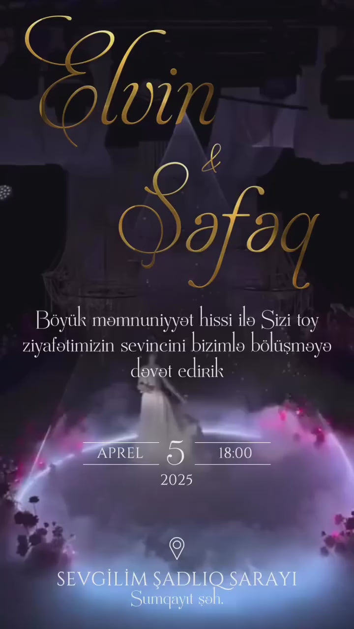 Bride and Groom dance background wedding invitation- Toy dəvətnaməsi