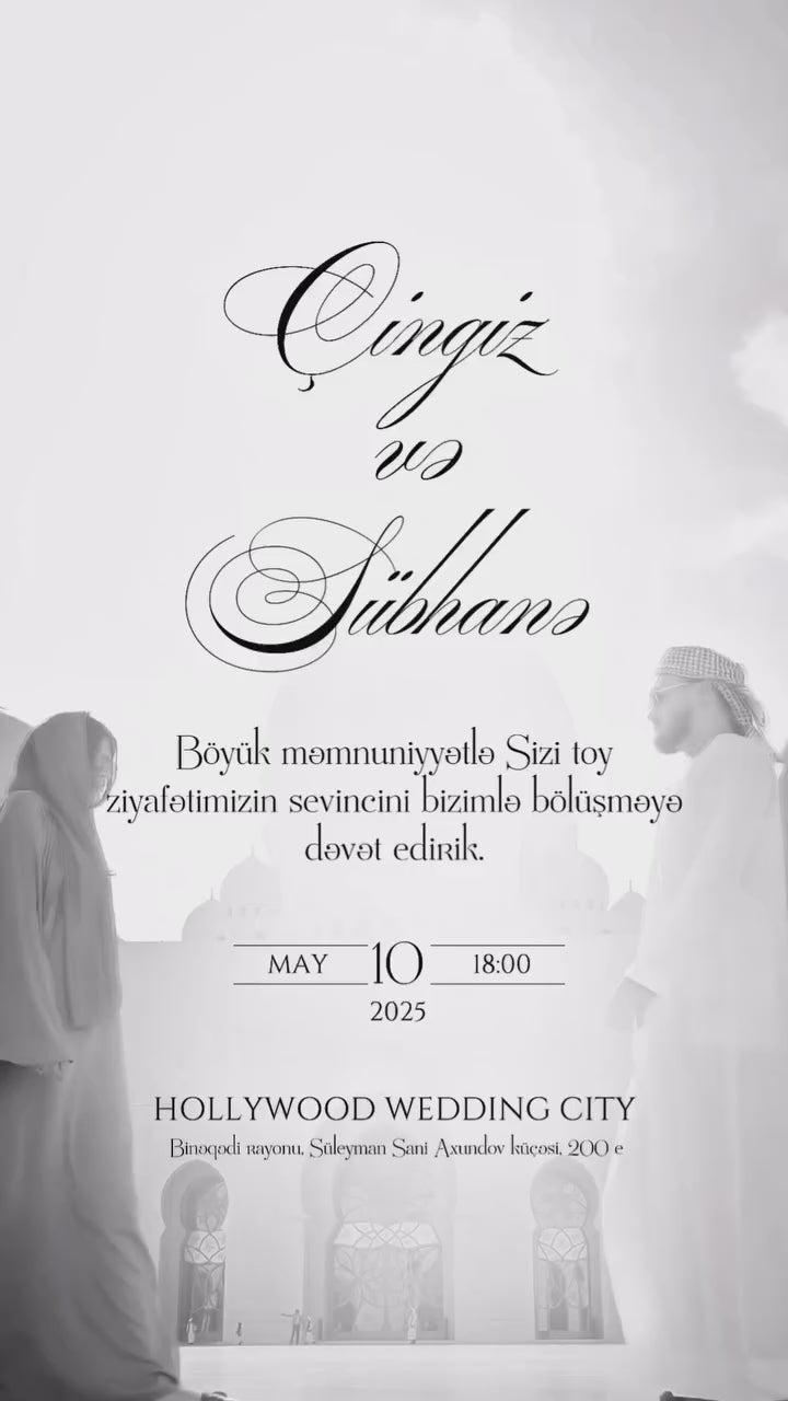 ✨ Black & White Elegance İnvitation┃ Qara və Ağ Zərifliyi olan toy dəvətnaməsi