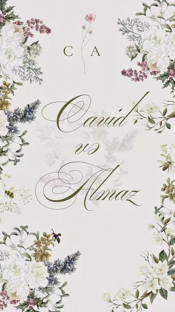 Güllü animasiyalı toy dəvətnaməsi  ┃ Floral Animated Invitation